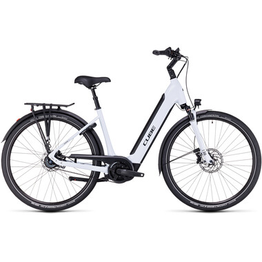 Bicicleta de paseo eléctrica CUBE SUPREME RT HYBRID EXC 500 WAVE Contrapedal Blanco 2023 0